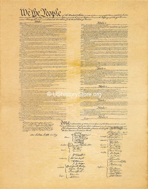 Constitution of the United States 1787 - 12" x 18" Parchment Poster ...