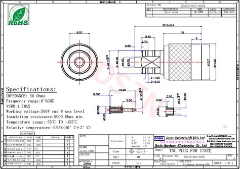 TNC Connector Male RF Coaxial Straight - Dosin Electronics