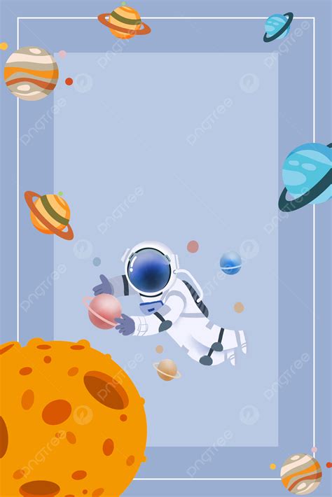 Minimalistic Cartoon Blue Space Astronaut Poster Background Wallpaper Image For Free Download ...