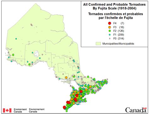 Hazard map of tornadoes in Canada from 1792-2009 both confirmed and... | Download Scientific Diagram