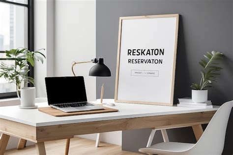 Premium Photo | Coworking Space Desk Reservation Signage Mockup with blank white empty space for ...