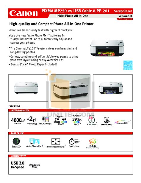 Download free pdf for Canon PIXMA MP250 Multifunction Printer manual