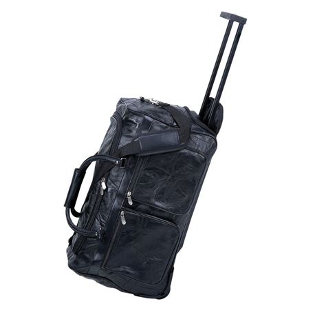 Genuine Leather 21 Rolling Duffle Bag, Mens Carry-On Luggage Trolley ...