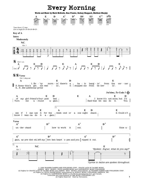 Every Morning by Sugar Ray - Guitar Cheat Sheet - Guitar Instructor