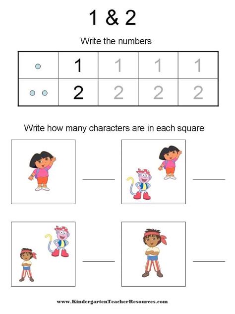 Dora the Explorer Number Worksheets