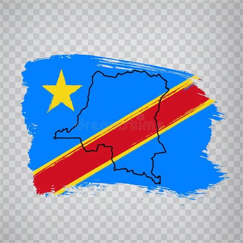 Flag Democratic Republic of the Congo from Brush Strokes and Blank Map DR Congo. High Quality ...