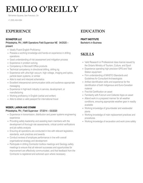 Field Supervisor Resume Samples | Velvet Jobs