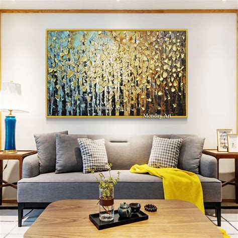 Large Size Hand Painted Abstract Color Tree Landscape Oil Painting On Canvas Wall Picture Living ...