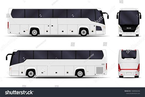 Realistic Bus Side View Front View Stock Vector (Royalty Free) 1068906446 | Shutterstock