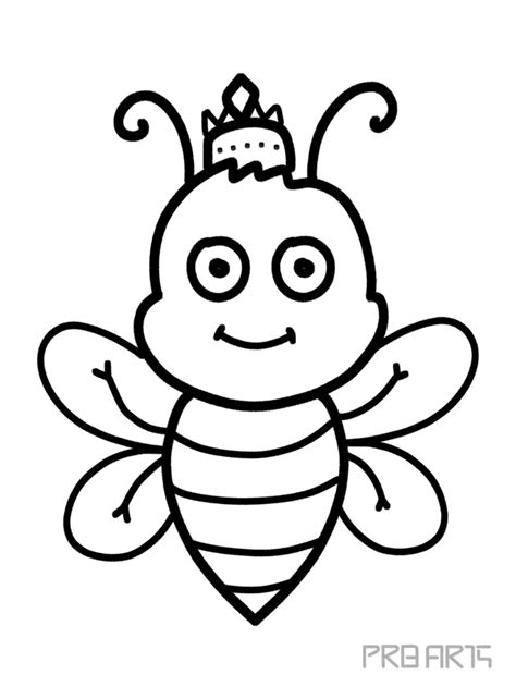 Cute Queen Bee Drawing Tutorial for Kids - PRB ARTS