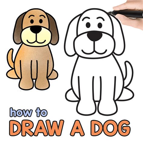 How to Draw a Dog - Step by Step Drawing Tutorial for a Cute Cartoon Dog - Easy Peasy and Fun