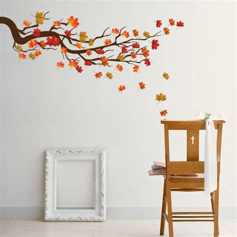 Maple Leaf Wall Decal Vinyl Tree Birch Art Sticker For Living Room Bedroom Decor Tree Decor UK ...