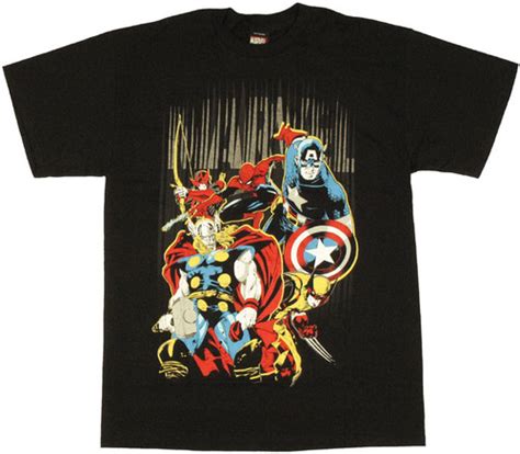 Marvel Heroes Name Stripes T Shirt