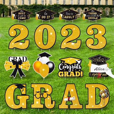 Amazon.com : 16 Pieces 2023 Graduation Yard Sign Decorations Congrats Graduation Lawn Signs 2023 ...