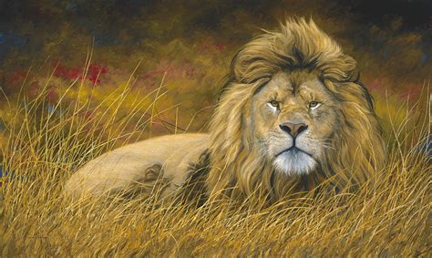 Big Lion Painting by Lucie Bilodeau