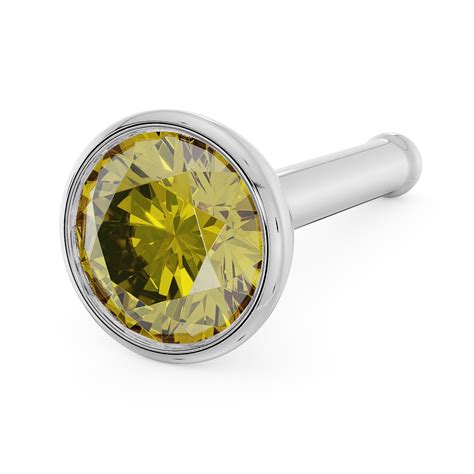 3mm Yellow Diamond Bezel Nose Ring Stud – FreshTrends