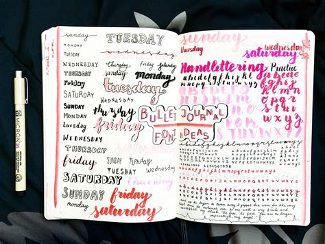 Bullet journal font ideas and handlettering/handwriting practice page ...