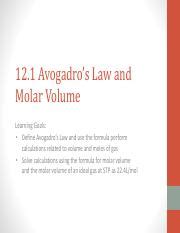 12.1 Avogardro's Law Molar Volume & Dalton's.pdf - 12.1 Avogadro's Law ...