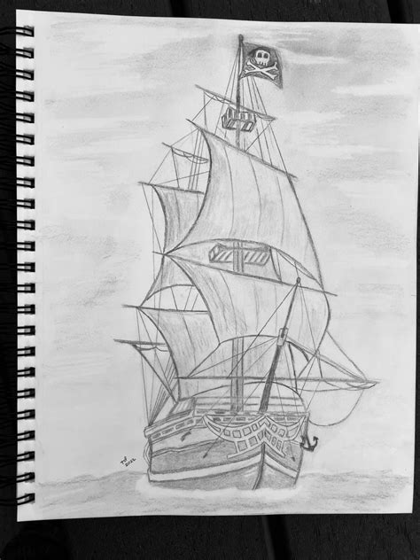 Ship pencil art Cute Doodle Art, Cute Doodles, Pencil Shading, Pencil ...