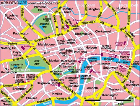 Map of London, center (United Kingdom) - Map in the Atlas of the World ...