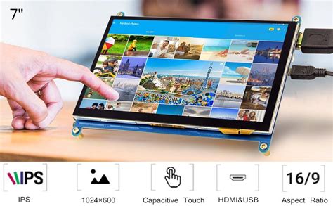 ELECROW For Raspberry Pi Screen, 7-InchTouchscreen Monitor with resolution 1024X600 Small ...