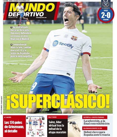 Portada de Mundo Deportivo del viernes 12 de enero de 2024