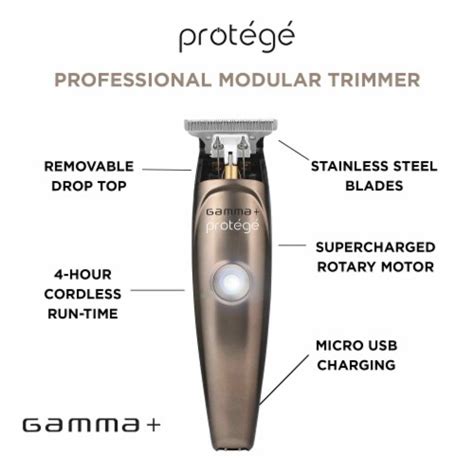 GAMMA+ Protege Professional Supercharged Motor Cordless Hair Trimmer, 1 ...