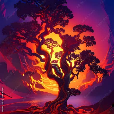 Tree of flames Stock Illustration | Adobe Stock