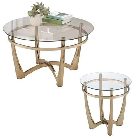Orlando II 2 Piece Round Glass Top Coffee Table and End Table Set in ...