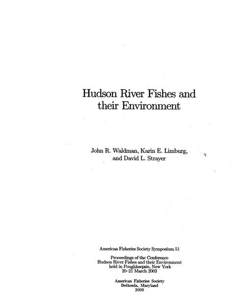 (PDF) Hudson River Tributaries in the Lives of Fishes with Emphasis on ...