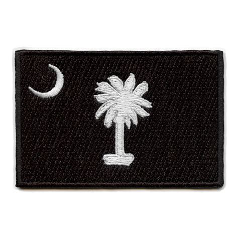 South Carolina Patch State Flag Grayscale Embroidered Iron On