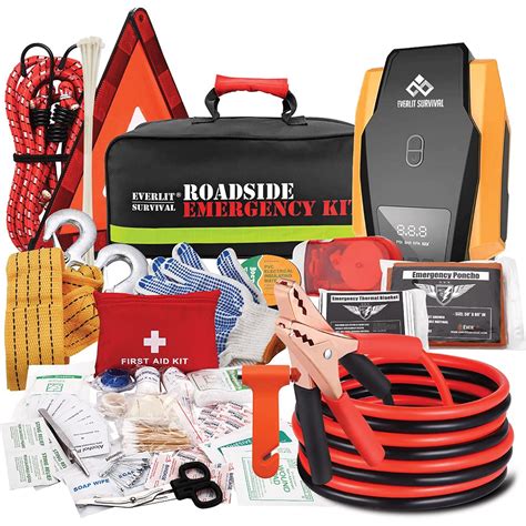 Everlit Survival Car Emergency Kit, Roadside Safety Tool Kit with Gloves,Digital Auto Air ...