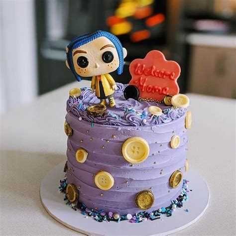 Coraline Theme Coraline Birthday Cake : Coraline The Cat Scary Trees Purple Haunted House Edible ...