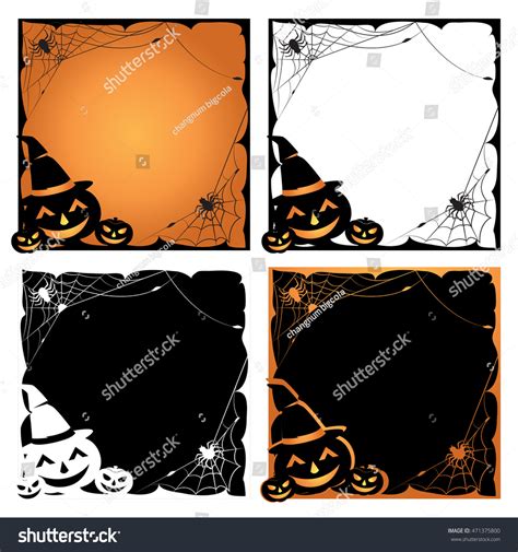 Set Halloween Border Frame Black Orangewhite Stock Vector (Royalty Free ...