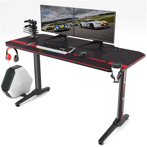 Buy Vitesse 55 inch Gaming Desk, Gaming Computer Desk, PC Gaming Table, T Shaped Racing Style ...