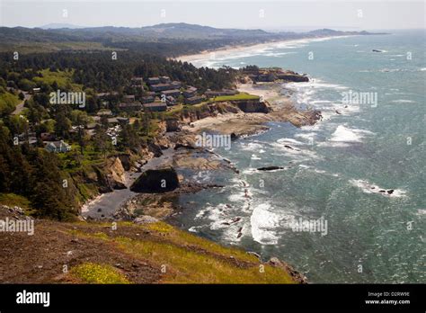 OR, Cape Foulweather, view of beach and Otter Rock Stock Photo - Alamy