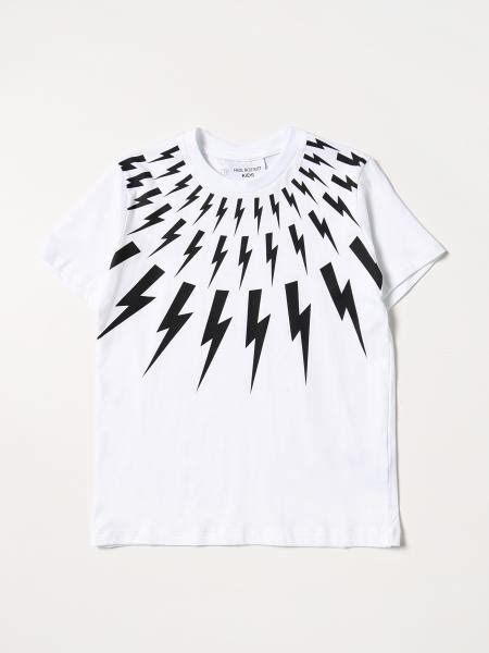 NEIL BARRETT: t-shirt for boys - White | Neil Barrett t-shirt 032269 online at GIGLIO.COM