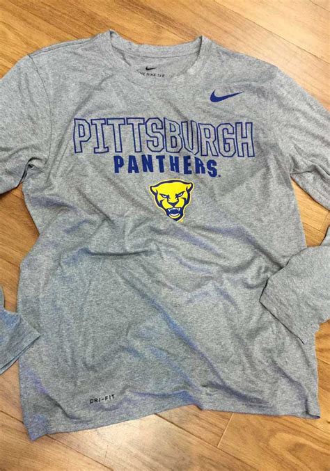 Nike Pitt Panthers Grey Legend Arch Mascot Long Sleeve T-Shirt | Shirts ...