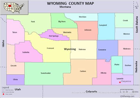 Wyoming County Map, List of Counties in Wyoming with Seats - Whereig.com