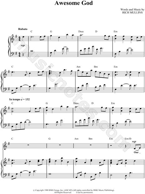 Michael W. Smith "Awesome God" Sheet Music in G Major (transposable) - Download & Print - SKU ...