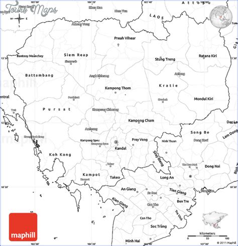 Cambodia Map Outline - Maps Cambodia - ToursMaps.com