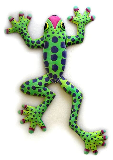 Painted Metal Frog Metal Wall Art Tropical Metal Art