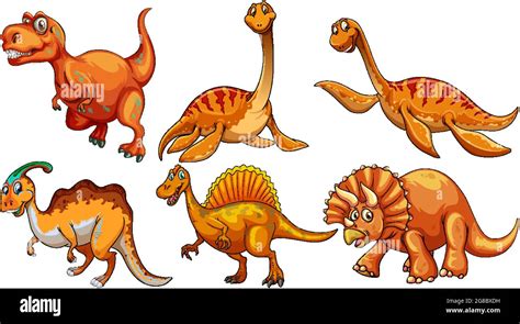 Set of orange dinosaur cartoon character illustration Stock Vector Image & Art - Alamy