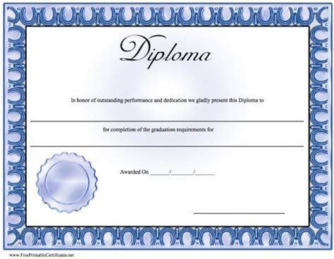 Diploma Printable Certificate | Graduation certificate template, Diploma, Printable certificates