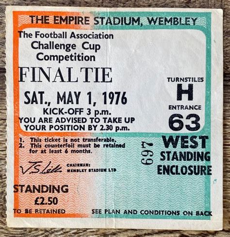 1976 ORIGINAL FA CUP FINAL TICKET MANCHESTER UNITED V SOUTHAMPTON ...