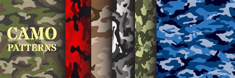 Pack of seamless army patterns. Set of abstract graphics in military ...