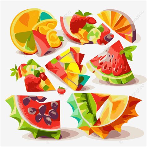 Fruit Slices Vector, Sticker Clipart Colorful Slices Of Fruit In Multiple Shapes Cartoon ...