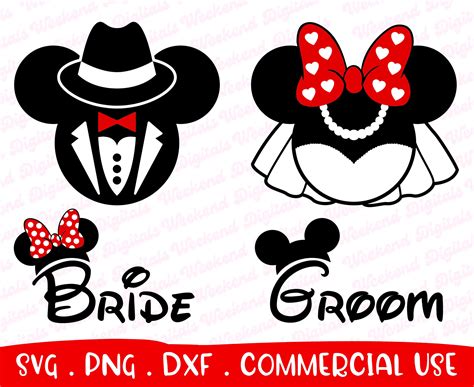 Mickey Minnie Wedding Groom Bride SVG Designs wedding Clipart - Etsy ...