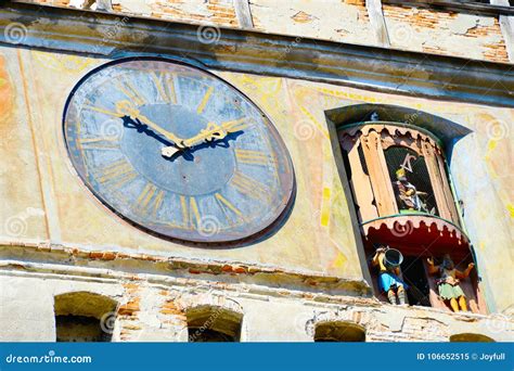 Clock Tower Detail. Sighisoara, Romania Stock Image - Image of figure, retro: 106652515