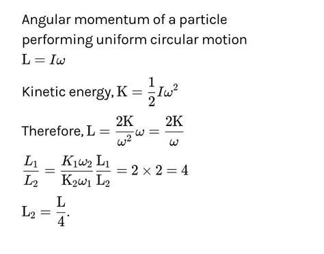 A particle performing uniform circular motion has angular momentum L. If its angular frequency ...